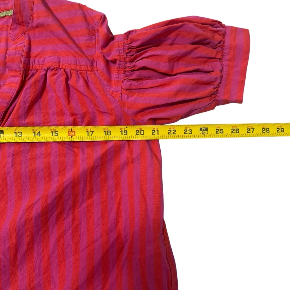 Anthropologie The Darcey Popover Swing Top Striped Blouse Puff Sleeve Women’s MP - Picture 6 of 10